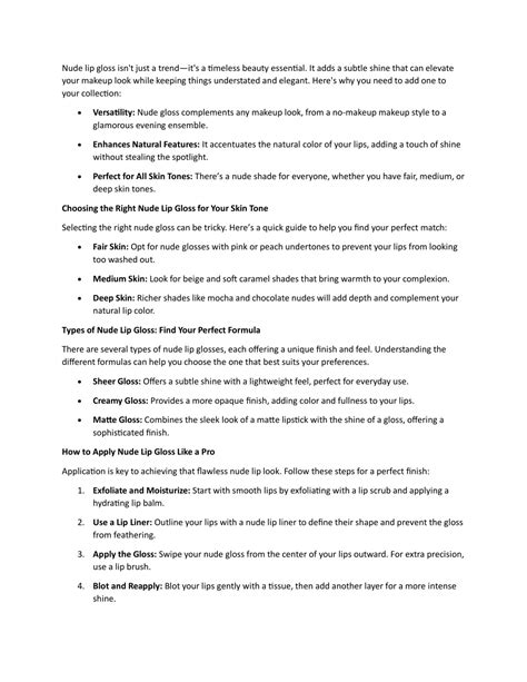 PPT Nude Lip Gloss Essentials Tips For Flawless Application And Color Selection PowerPoint