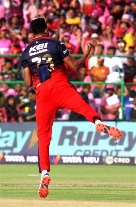 Jaipur Rcb S Bowler Mohammed Siraj Celebrates After Taking The