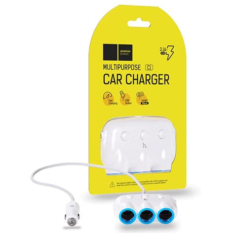 Hoco C1 Car Charger Splitter - White