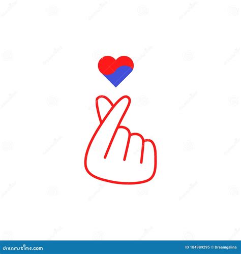 Hand Gesture K-pop with Heart in Korean Colors Stock Vector ...