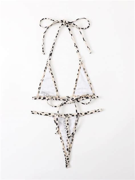 Bañador bikini con tanga triángulo de lunares halter micro Mode de Mujer SHEIN España