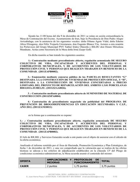 Acta Mesa De Contrataci N