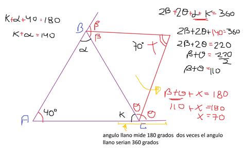 calcular el ángulo que forman las bisectrices exteriores de los ángulos