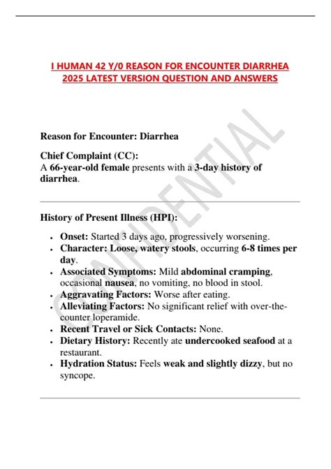 I HUMAN 42 Y/0 REASON FOR ENCOUNTER DIARRHEA 2025 LATEST VERSION