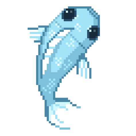 An 8 Bit Retro Styled Pixel Art Illustration Of A Blue Fish 19527069 Png