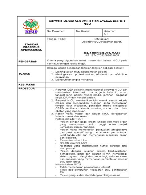 Sop Kriteria Masuk Dan Keluar Di Unit Spesialistik Pdf
