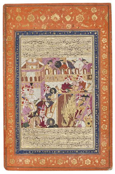 Mu In Musavvir TWO ILLUSTRATED FOLIOS FROM A COPY OF BIJAN S TARIKH I