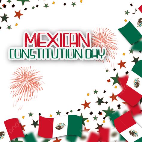 Día De La Constitución Mexicana Con Esquina De Globos Y Confeti Cayendo