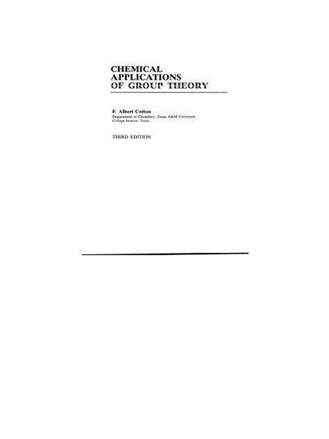Chemical Application Of Group Theory