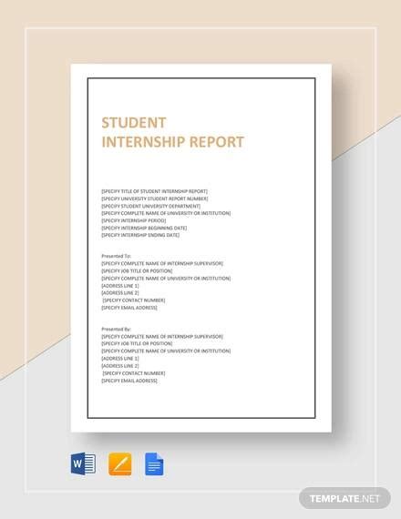 Free Sample Internship Report Templates In Google Docs Ms Word