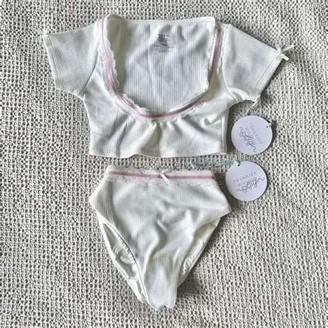 Frankies Bikinis Women S White And Pink Bikini And Tankini Tops Depop