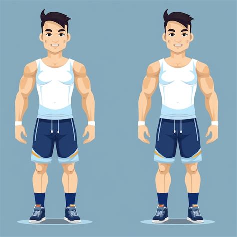Premium AI Image Lovely Thai Muscle Gay Wearing Blue Short Shorts Tshirt Vector