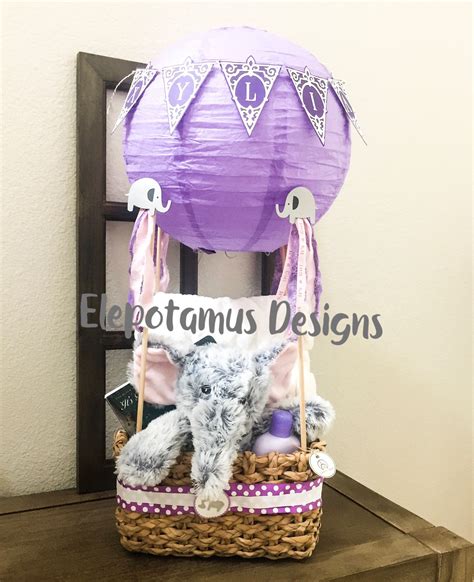 Baby Shower Hot Air Balloon Gift Basket Baby Hotairballoon Elepahant Elepotamusdesigns