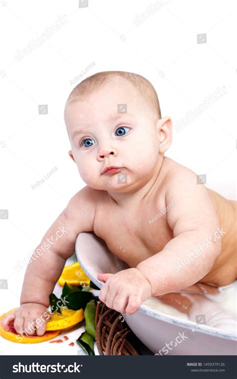 Cute Naked Infant Milk Bath Citrus Stock Photo Shutterstock