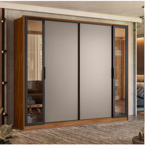 Guarda Roupa Demobile Laredo Casal Portas Em Reflecta Pe Nogueira Nude Prime Tx