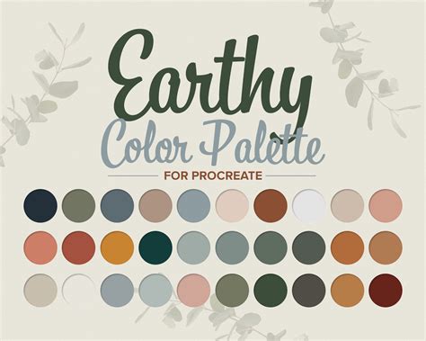 Earthy Color Palette Natural Color Procreate Palette Procreate Tools