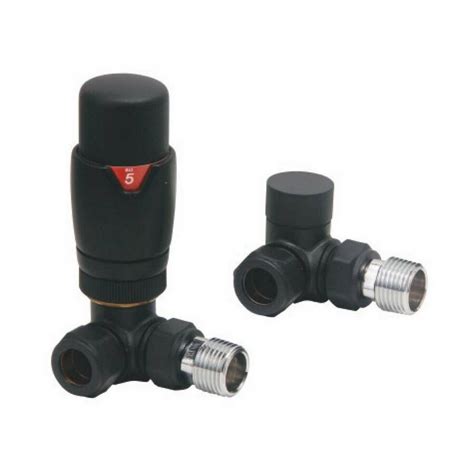 Scudo Designer Black Corner Thermostatic Radiator Valves Low Prices