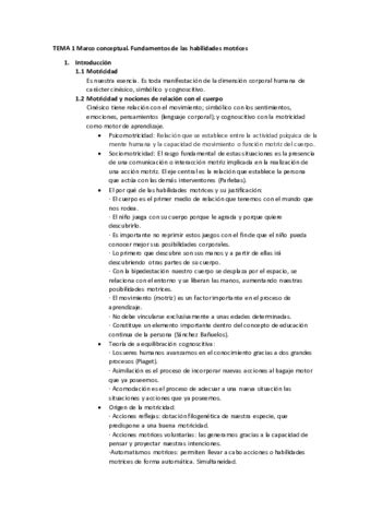 Tema Introducci N Motricidad Y Nociones De Relaci N Con El Cuerpo Pdf