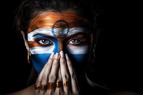 Premium Photo Indian Flag Painted On Faces Or Hands