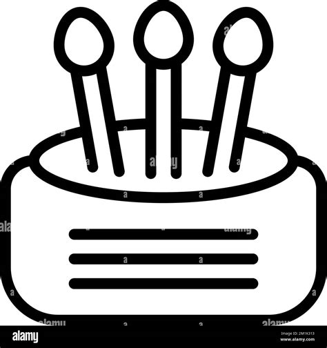 Sterile swab icon outline vector. Wood cotton. Makeup plastic Stock