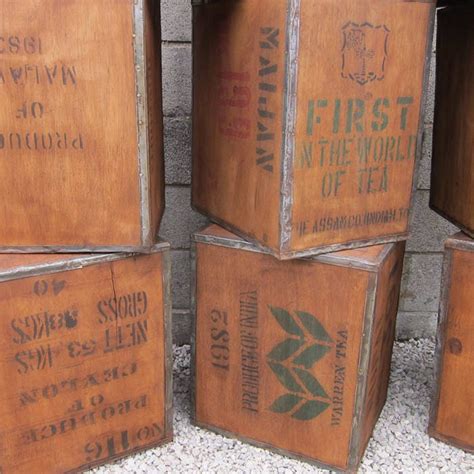 Vintage Tea Chest Trunk Box Crate Storage Side Table Bedside
