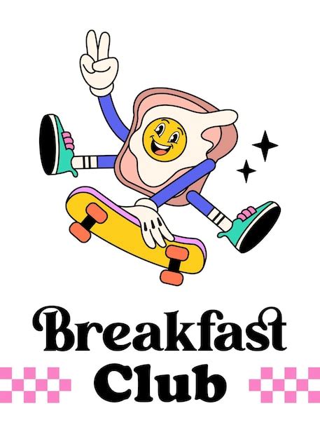 Premium Vector Breakfast Club Retro Cartoon Illustration