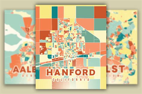 Hanford California Colorful Map Graphic By Poster Boutique · Creative