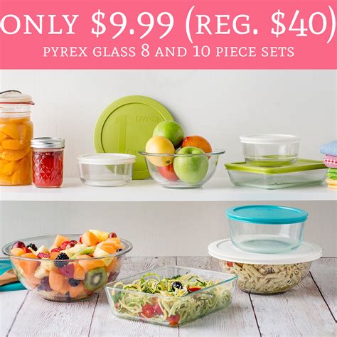 Only 9 99 Regular 40 Pyrex Glass 8 And 10 Piece Sets Deal Hunting Babe