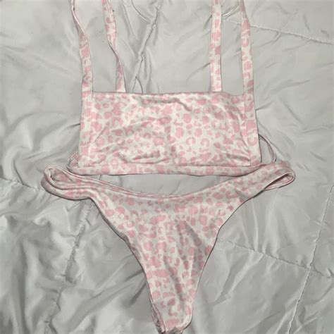 Pink And White Leopard Bikini Set No Flaws Perfect Depop