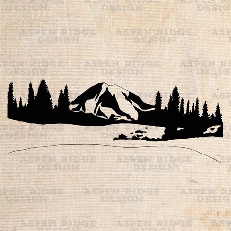 Mt Rainier Hand Drawn Graphic Clip Art Wilderness Vector Washington