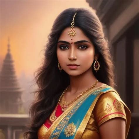 Beautiful Indian Girl Oil Painting Uhd 8k Very De