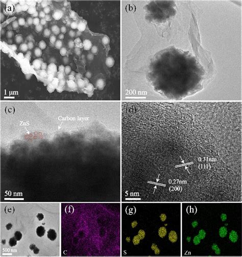 A The Sem Image Of Zns C C B The Tem Image Of Zns C C And C Its