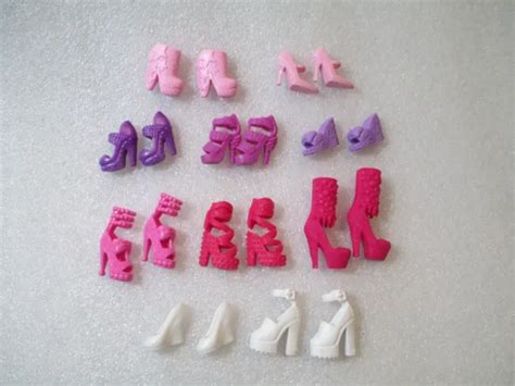 Mattel Modern Barbie Doll 10 Pairs Of Pink Purple Shoes Lot Heels