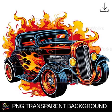 Hot Rod Muscle Car Clipart Etsy