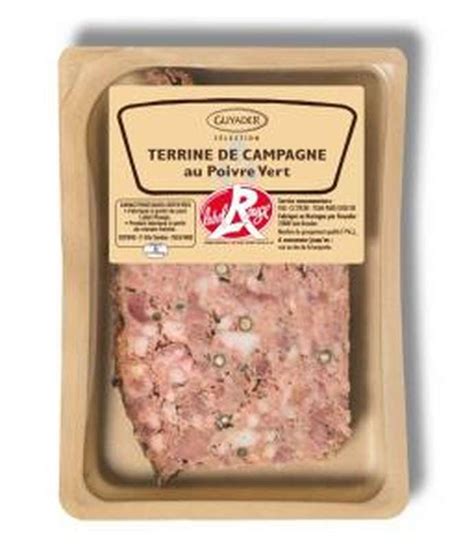 Terrine De Campagne Au Poivre Vert Label Rouge Guyader 160 G