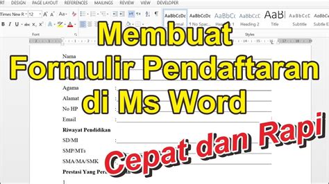 Membuat Formulir Pendaftaran Di Word YouTube