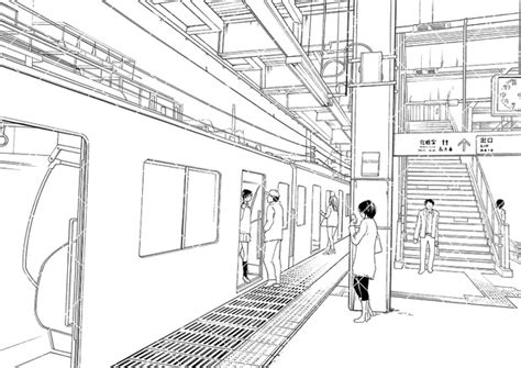 【無料】駅のホーム3（モブ付き） - マンガ素材＆資料サイト - BOOTH