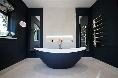 Striking Master En Suite In Farrow And Ball Hague Blue Bath And Walls Stone And Chrome Hague