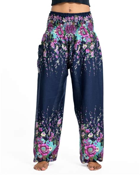 Floral Womens Harem Pants In Blue