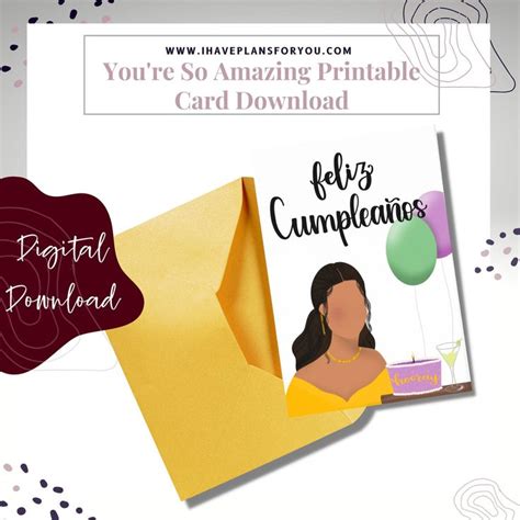 Feliz Cumpleanos Card Printable Hand Drawn Latina Birthday Card Etsy Happy Birthday