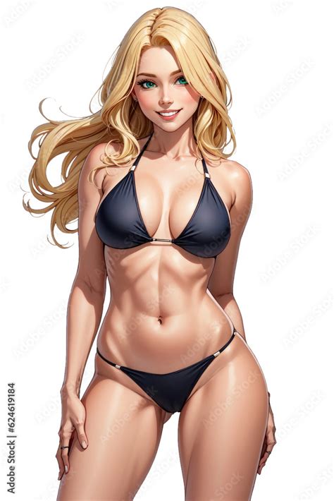 Cute Sexy Woman In Bikini Swimsuit Png Illustrations Isolated Transparent Background Anime