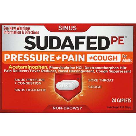 Sudafed Pressure Pain Cough For Adults Caplets 24 Ea Northgate