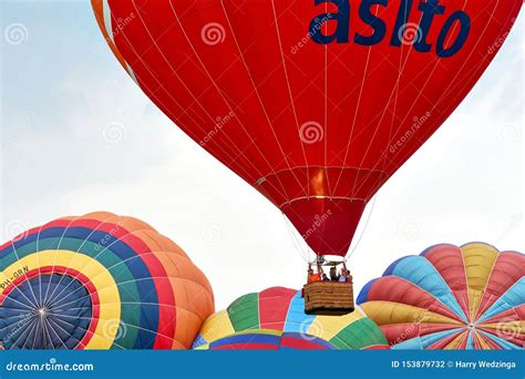 Large Red Hot Air Balloon With Basket And Rising Editorial Photography Image Of Event