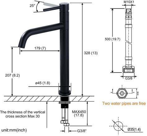 Arcora Degree Rotation Hot And Cold Tall Black Bathroom Mixer Tap