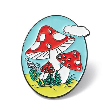 Three Mushrooms Outside Enamel Pin Eternal Vines