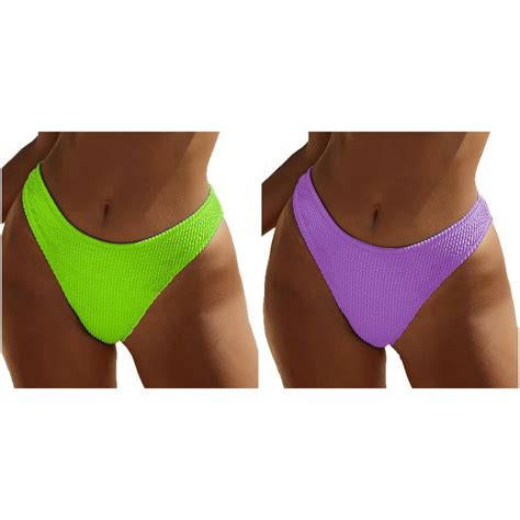Pack Kcodviy Women Low Waist Bikini Double D Swimsuits For Women Bottoms Swim Briefs Beach