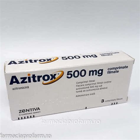 Azitrox 500 500mg x 3 compr.film - Medicament - Farmacia Profarm