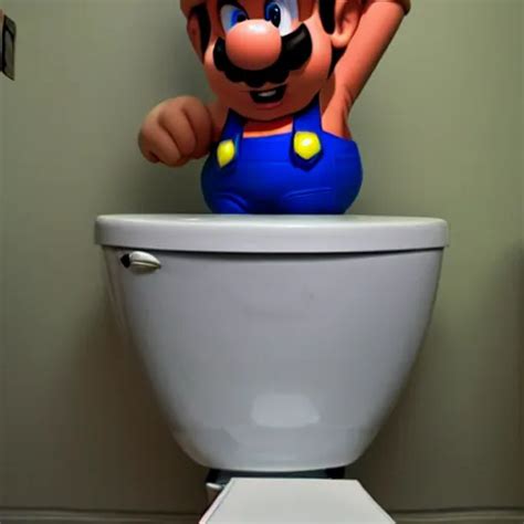 Super Mario Sitting On A Toilet Taking A Poop With An Stable Diffusion