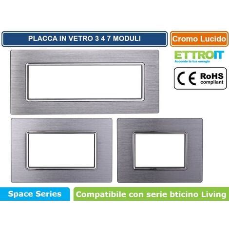 Placca In Alluminio Colore Silver Lucido Compatibile Con Serie Bticino