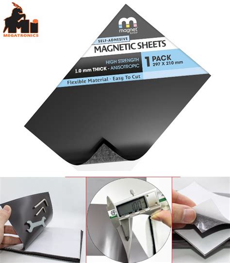 1pcs A4 Magnetic Self Adhesive Rubber Steel Sheets Surface Ferrous